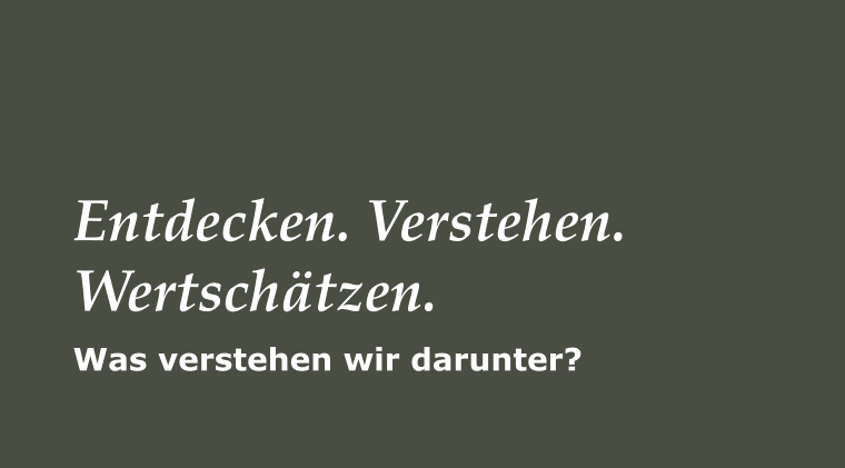 Was verstehen wir darunter? Entdecken. Verstehen. Wertschätzen.