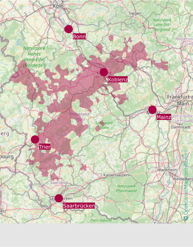  OpenStreetMap contributors  Saarbrücken Mainz Koblenz Trier Bonn