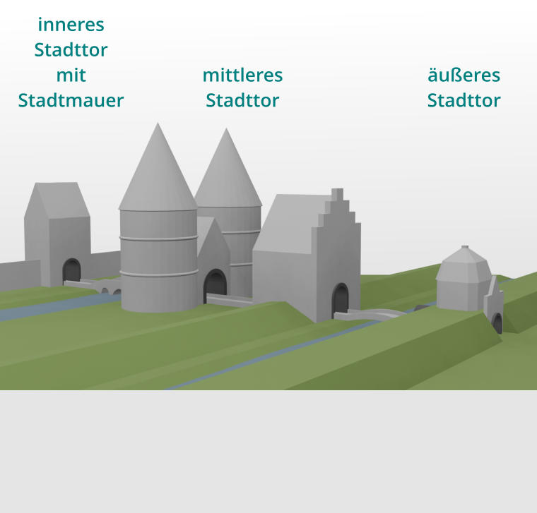 inneres  Stadttor mit  Stadtmauer  mittleres Stadttor  äußeres Stadttor